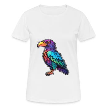Crow Colorful Watercolor Cartoon Kawaii Animal - Women's Breathable T-Shirt - white - Front - AI Model Female 172 dark (172cm)