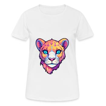 Cougar Colorful Watercolor Cartoon Kawaii Animal - Women's Breathable T-Shirt - white - Front - AI Model Female 172 dark (172cm)