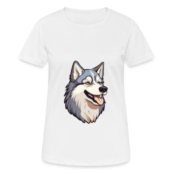 Alaskan Husky Hunderasse Cartoon Kawaii Illustratio - Frauen T-Shirt atmungsaktiv - Weiß - Vorne - AI Model Female 172 dark (172cm)