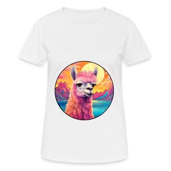 Alpaga Aquarelle Colorée Dessin Animé Kawaii Animal - T-shirt respirant Femme - blanc - Devant - AI Model Female 172 dark (172cm)