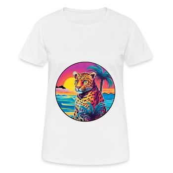 Amur Leopard Colorful Watercolor Cartoon Kawaii - Women's Breathable T-Shirt - white - Front - AI Model Female 172 dark (172cm)