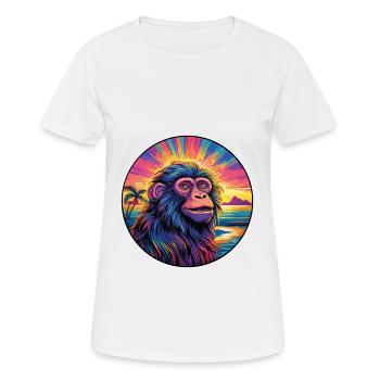 Babouin Aquarelle Colorée Dessin Animé Kawaii Animal - T-shirt respirant Femme - blanc - Devant - AI Model Female 172 dark (172cm)