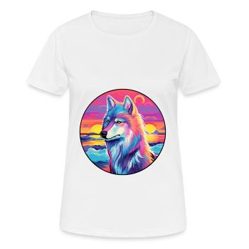 Arctic Wolf Colorful Watercolor Cartoon Kawaii Pet - Women's Breathable T-Shirt - white - Front - AI Model Female 172 dark (172cm)