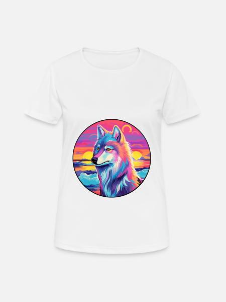 Arktischer Wolf Bunte Aquarell-Karikatur Kawaii Haustier - Frauen T-Shirt atmungsaktiv - Weiß