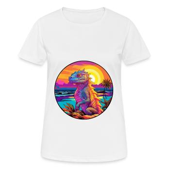 Basilisk Colorful Watercolor Cartoon Kawaii Animal - Women's Breathable T-Shirt - white - Front - AI Model Female 172 dark (172cm)