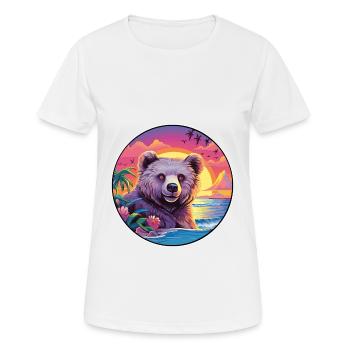 Bear Colorful Watercolor Cartoon Kawaii Animal - Women's Breathable T-Shirt - white - Front - AI Model Female 172 dark (172cm)