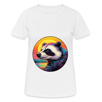 Blaireau Aquarelle Colorée Dessin Animé Kawaii Animal - T-shirt respirant Femme - blanc - Devant - AI Model Female 172 dark (172cm)