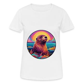 Biber buntes Aquarell Cartoon Kawaii Tier - Frauen T-Shirt atmungsaktiv - Weiß - Vorne - AI Model Female 172 dark (172cm)