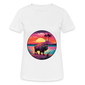 Bison Colorful Watercolor Cartoon Kawaii Animal - Women's Breathable T-Shirt - white - Front - AI Model Female 172 dark (172cm)