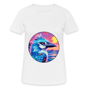 Blue Jay Colorful Watercolor Cartoon Kawaii Animal - Women's Breathable T-Shirt - white - Front - AI Model Female 172 dark (172cm)