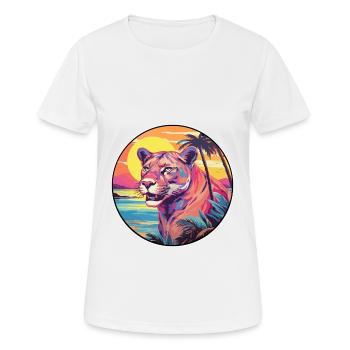 Cougar Aquarelle Colorée Dessin Animé Kawaii Animal - T-shirt respirant Femme - blanc - Devant - AI Model Female 172 dark (172cm)