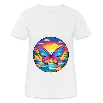 Schmetterling Bunte Aquarell-Karikatur Kawaii Haustier - Frauen T-Shirt atmungsaktiv - Weiß - Vorne - AI Model Female 172 dark (172cm)