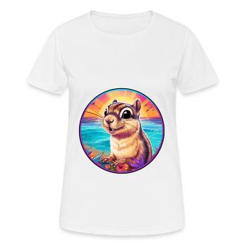 Chipmunk Colorful Watercolor Cartoon Kawaii Animal - Women's Breathable T-Shirt - white - Front - AI Model Female 172 dark (172cm)