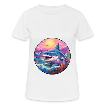 Shark Colorful Watercolor Cartoon Kawaii Animal - Women's Breathable T-Shirt - white - Front - AI Model Female 172 dark (172cm)