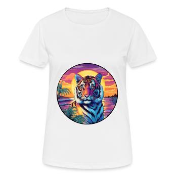 Tiger Colorful Watercolor Cartoon Kawaii Animal - Women's Breathable T-Shirt - white - Front - AI Model Female 172 dark (172cm)