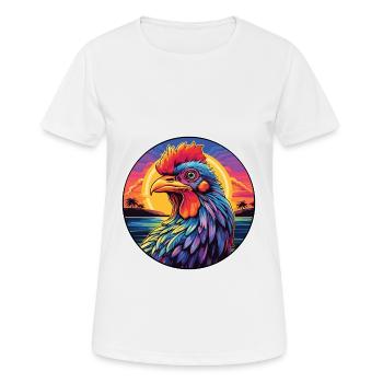 Chicken Colorful Watercolor Cartoon Kawaii Animal - Women's Breathable T-Shirt - white - Front - AI Model Female 172 dark (172cm)