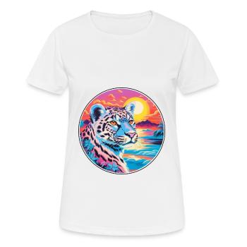 Snow Leopard Colorful Watercolor Cartoon Kawaii - Women's Breathable T-Shirt - white - Front - AI Model Female 172 dark (172cm)