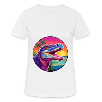 Crocodile Aquarelle Colorée Dessin Animé Kawaii Pet - T-shirt respirant Femme - blanc - Devant - AI Model Female 172 dark (172cm)