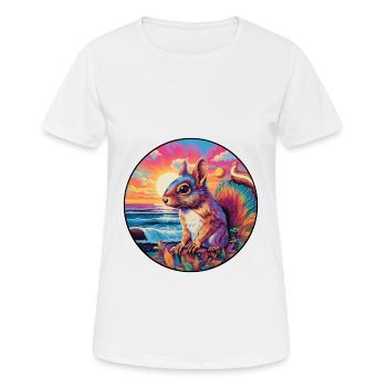 Eichhörnchen buntes Aquarell Cartoon Kawaii Tier - Frauen T-Shirt atmungsaktiv - Weiß - Vorne - AI Model Female 172 dark (172cm)