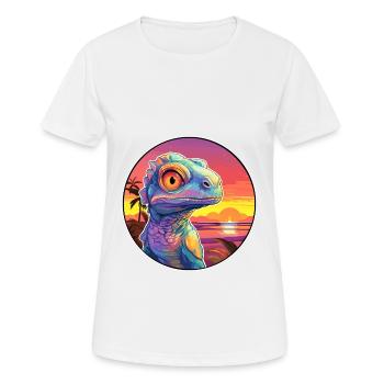 Chameleon Colorful Watercolor Cartoon Kawaii Pet - Women's Breathable T-Shirt - white - Front - AI Model Female 172 dark (172cm)