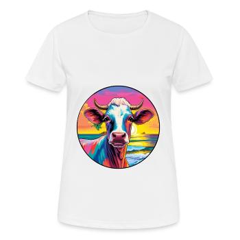 Kuh buntes Aquarell Cartoon Kawaii Tier - Frauen T-Shirt atmungsaktiv - Weiß - Vorne - AI Model Female 172 dark (172cm)