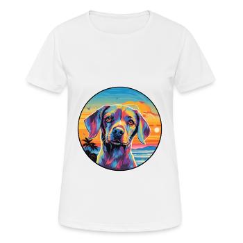 Chien Aquarelle Colorée Dessin Animé Kawaii Animal - T-shirt respirant Femme - blanc - Devant - AI Model Female 172 dark (172cm)