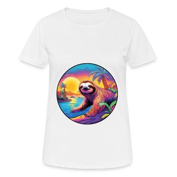 Faultier buntes Aquarell Cartoon Kawaii Tier - Frauen T-Shirt atmungsaktiv - Weiß - Vorne - AI Model Female 172 dark (172cm)