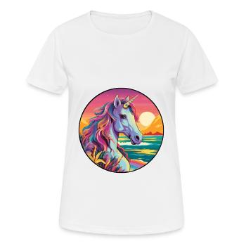 Unicorn Colorful Watercolor Cartoon Kawaii Animal - Women's Breathable T-Shirt - white - Front - AI Model Female 172 dark (172cm)