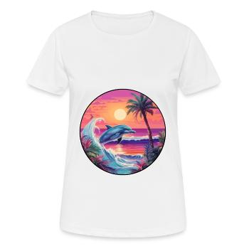 Delfin buntes Aquarell Cartoon Kawaii Tier - Frauen T-Shirt atmungsaktiv - Weiß - Vorne - AI Model Female 172 dark (172cm)