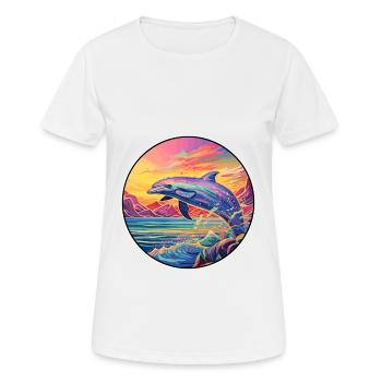 Wal bunte Aquarell-Karikatur Kawaii-Tier - Frauen T-Shirt atmungsaktiv - Weiß - Vorne - AI Model Female 172 dark (172cm)