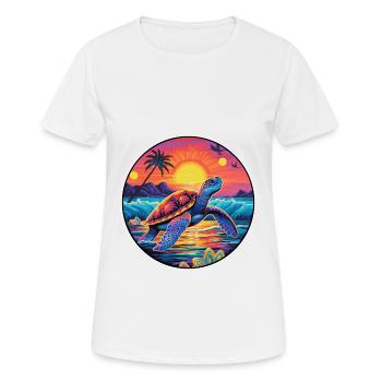 Turtle Colorful Watercolor Cartoon Kawaii Animal - Women's Breathable T-Shirt - white - Front - AI Model Female 172 dark (172cm)