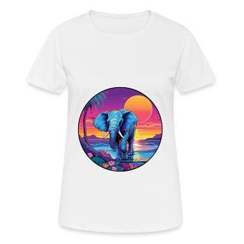 Elephant Colorful Watercolor Cartoon Kawaii Animal - Women's Breathable T-Shirt - white - Front - AI Model Female 172 dark (172cm)