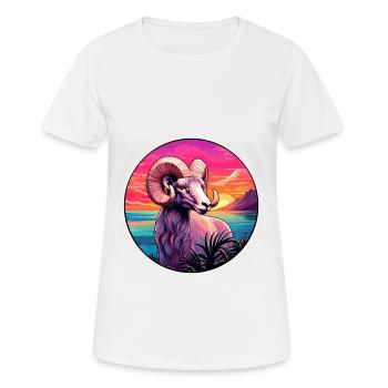 Ram Colorful Watercolor Cartoon Kawaii Animal - Women's Breathable T-Shirt - white - Front - AI Model Female 172 dark (172cm)