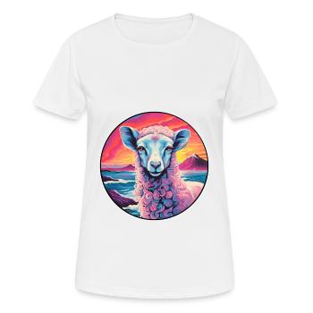 Sheep Colorful Watercolor Cartoon Kawaii Animal - Women's Breathable T-Shirt - white - Front - AI Model Female 172 dark (172cm)