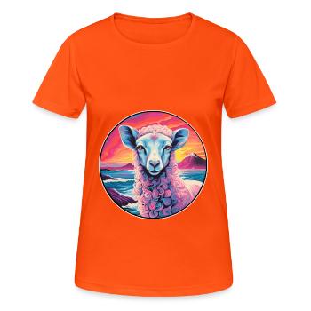 Sheep Colorful Watercolor Cartoon Kawaii Animal - Women's Breathable T-Shirt - neon orange - Front - AI Model Female 172 dark (172cm)