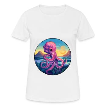 Oktopus Buntes Aquarell Cartoon Kawaii Tier - Frauen T-Shirt atmungsaktiv - Weiß - Vorne - AI Model Female 172 dark (172cm)