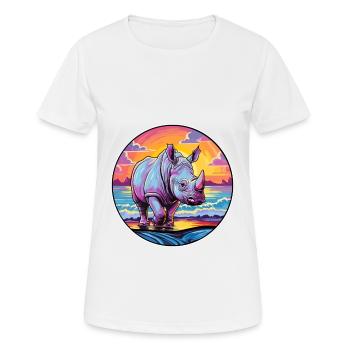Nashorn Buntes Aquarell Cartoon Kawaii Tier - Frauen T-Shirt atmungsaktiv - Weiß - Vorne - AI Model Female 172 dark (172cm)