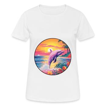 Delfin Buntes Aquarell Cartoon Kawaii Tier - Frauen T-Shirt atmungsaktiv - Weiß - Vorne - AI Model Female 172 dark (172cm)