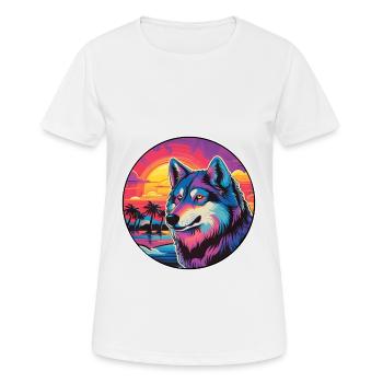 Wolf Colorful Watercolor Cartoon Kawaii Animal - Women's Breathable T-Shirt - white - Front - AI Model Female 172 dark (172cm)