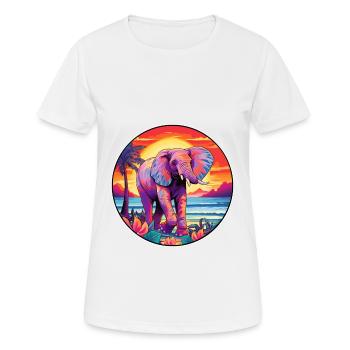 Elephant Colorful Watercolor Cartoon Kawaii Animal - Women's Breathable T-Shirt - white - Front - AI Model Female 172 dark (172cm)