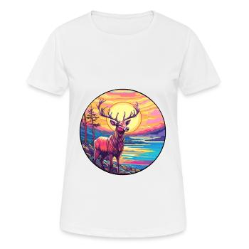 Elch Buntes Aquarell Cartoon Kawaii Tier - Frauen T-Shirt atmungsaktiv - Weiß - Vorne - AI Model Female 172 dark (172cm)