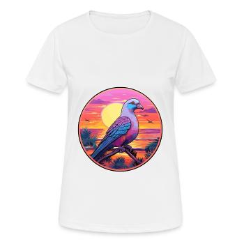 Pigeon Aquarelle Colorée Dessin Animé Kawaii Animal - T-shirt respirant Femme - blanc - Devant - AI Model Female 172 dark (172cm)