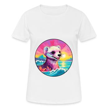Ferret Colorful Watercolor Cartoon Kawaii Animal - Women's Breathable T-Shirt - white - Front - AI Model Female 172 dark (172cm)