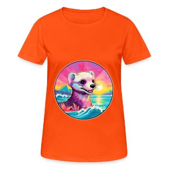 Ferret Colorful Watercolor Cartoon Kawaii Animal - Women's Breathable T-Shirt - neon orange - Front - AI Model Female 172 dark (172cm)