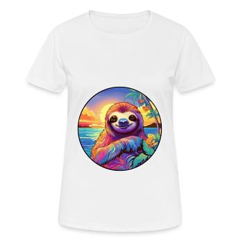 Faultier buntes Aquarell Cartoon Kawaii Tier - Frauen T-Shirt atmungsaktiv - Weiß - Vorne - AI Model Female 172 dark (172cm)