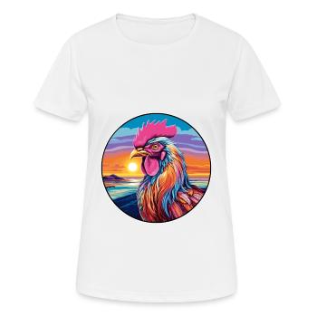 Hahn buntes Aquarell Cartoon Kawaii Tier - Frauen T-Shirt atmungsaktiv - Weiß - Vorne - AI Model Female 172 dark (172cm)