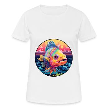 Fish Colorful Watercolor Cartoon Kawaii Animal - Women's Breathable T-Shirt - white - Front - AI Model Female 172 dark (172cm)