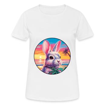 Kaninchen buntes Aquarell Cartoon Kawaii Tier - Frauen T-Shirt atmungsaktiv - Weiß - Vorne - AI Model Female 172 dark (172cm)