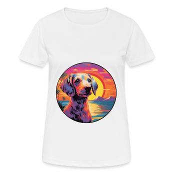Hund Buntes Aquarell Cartoon Kawaii Tier - Frauen T-Shirt atmungsaktiv - Weiß - Vorne - AI Model Female 172 dark (172cm)
