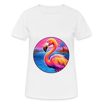 Flamingo Colorful Watercolor Cartoon Kawaii Animal - Women's Breathable T-Shirt - white - Front - AI Model Female 172 dark (172cm)